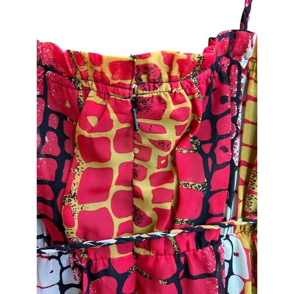 Muse BOSTON PROPER Size 6? Snakeskin Animal Print PADDED BRA Maxi Dress Red $169 - Picture 6 of 12